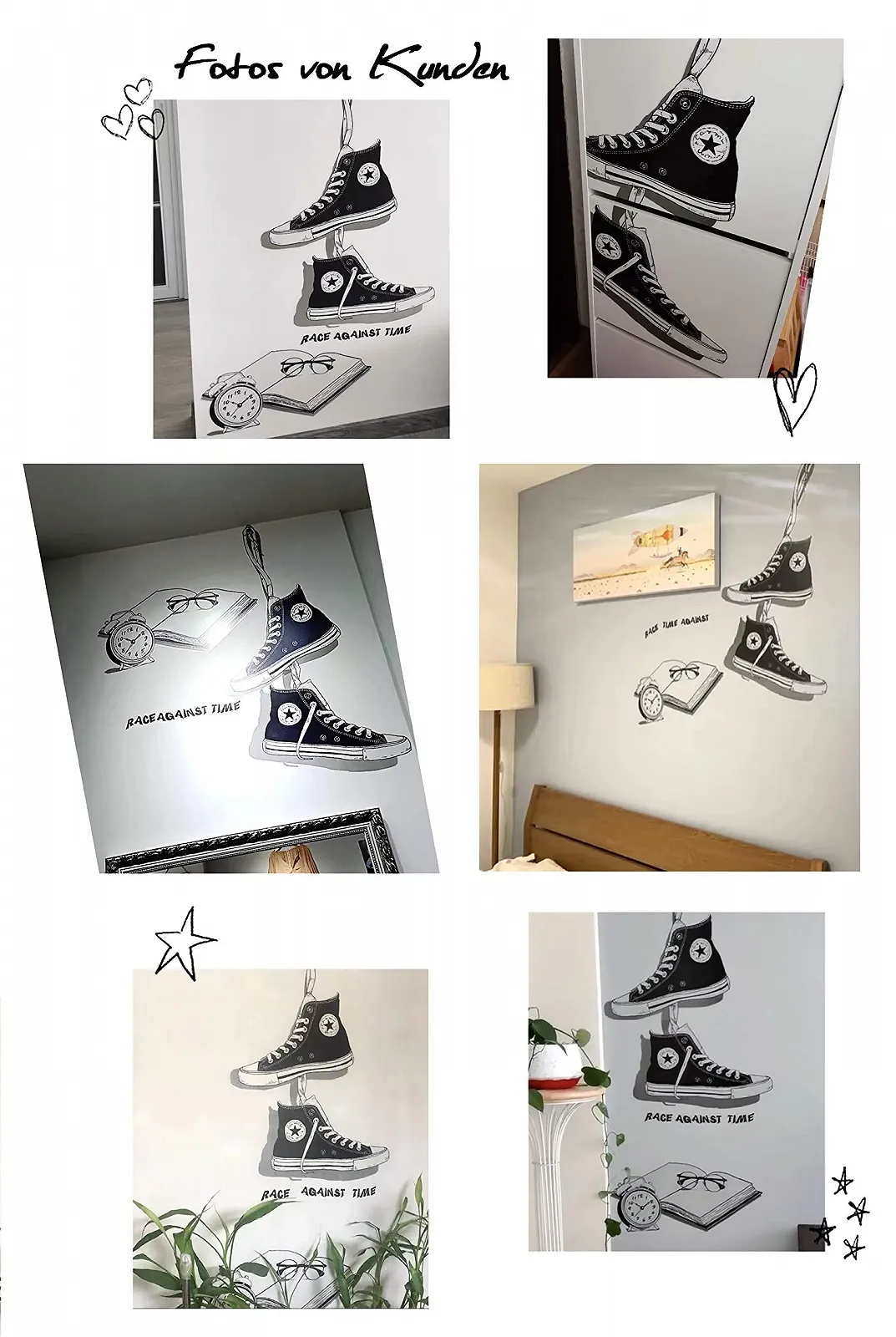 Наклейка на стіну WandSticker4U CHUCKS чорна велика 90 x 131 см для кімнати підлітка кеди самоклеюча, фото №4 Наклейка на стіну WandSticker4U CHUCKS чорна велика 90 x 131 см для кімнати підлітка кеди самоклеюча, фото №4