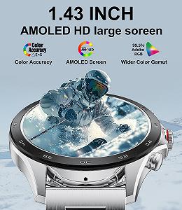 Смарт-часы LIGE 1.43 дюйма AMOLED / 400 мАч, спортивные, монитор сна, сердечного ритма, 100+ спортивных режимов, водонепроницаемые, для Android iOS synthetic.ua - Фото 1