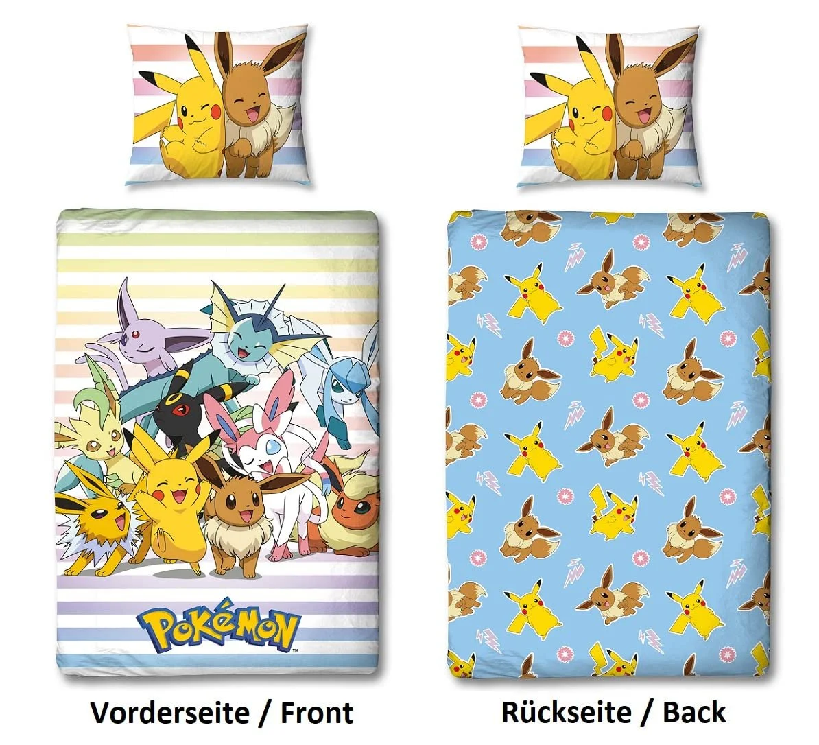 Комплект детского постельного белья Pokemon Pikachu 135 x 200 см 80 x 80 см 100% хлопок Linon Светло-голубой, фото №2