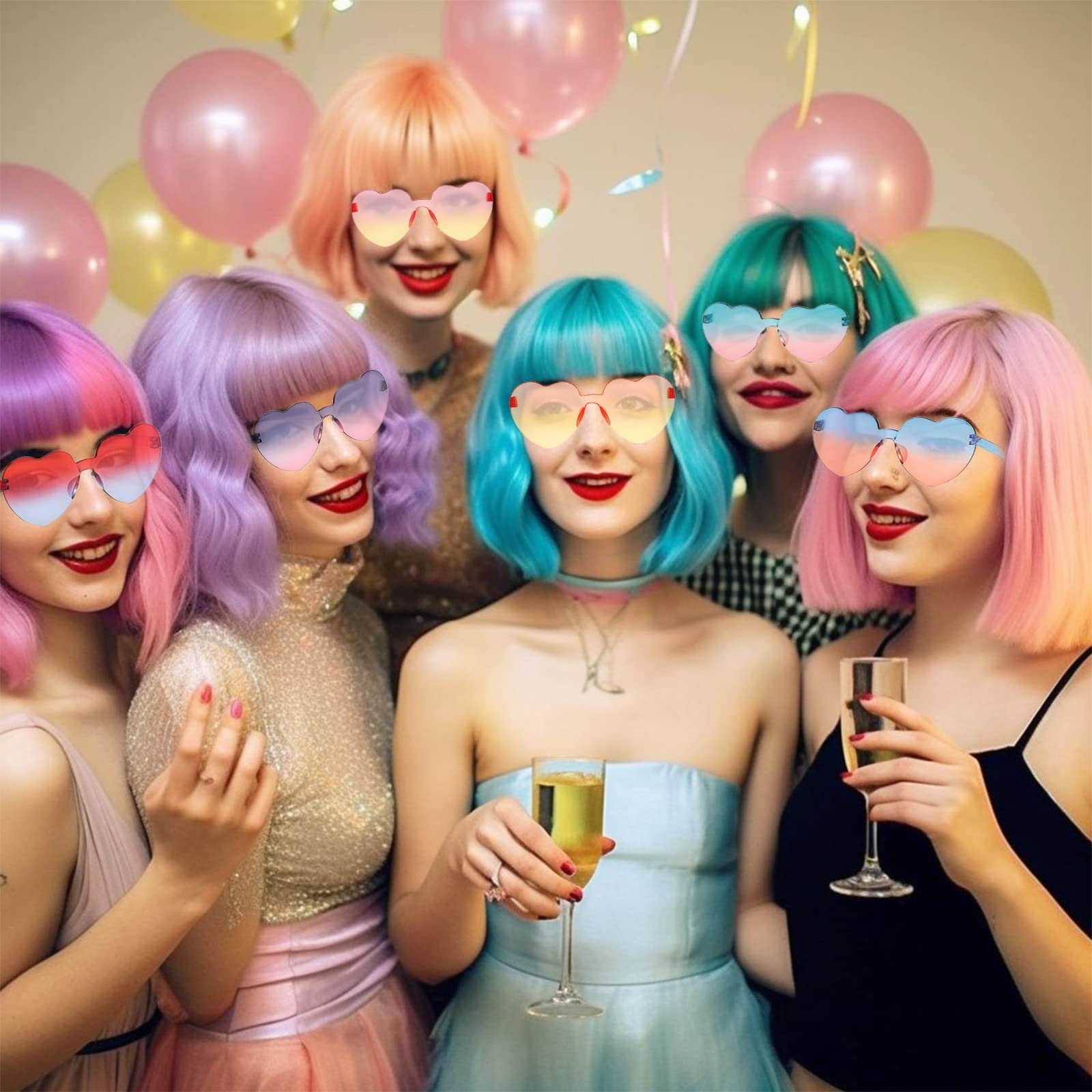 Солнцезащитные очки Сердце JIANGLAI Винтаж 90-х Цветные, фото №7