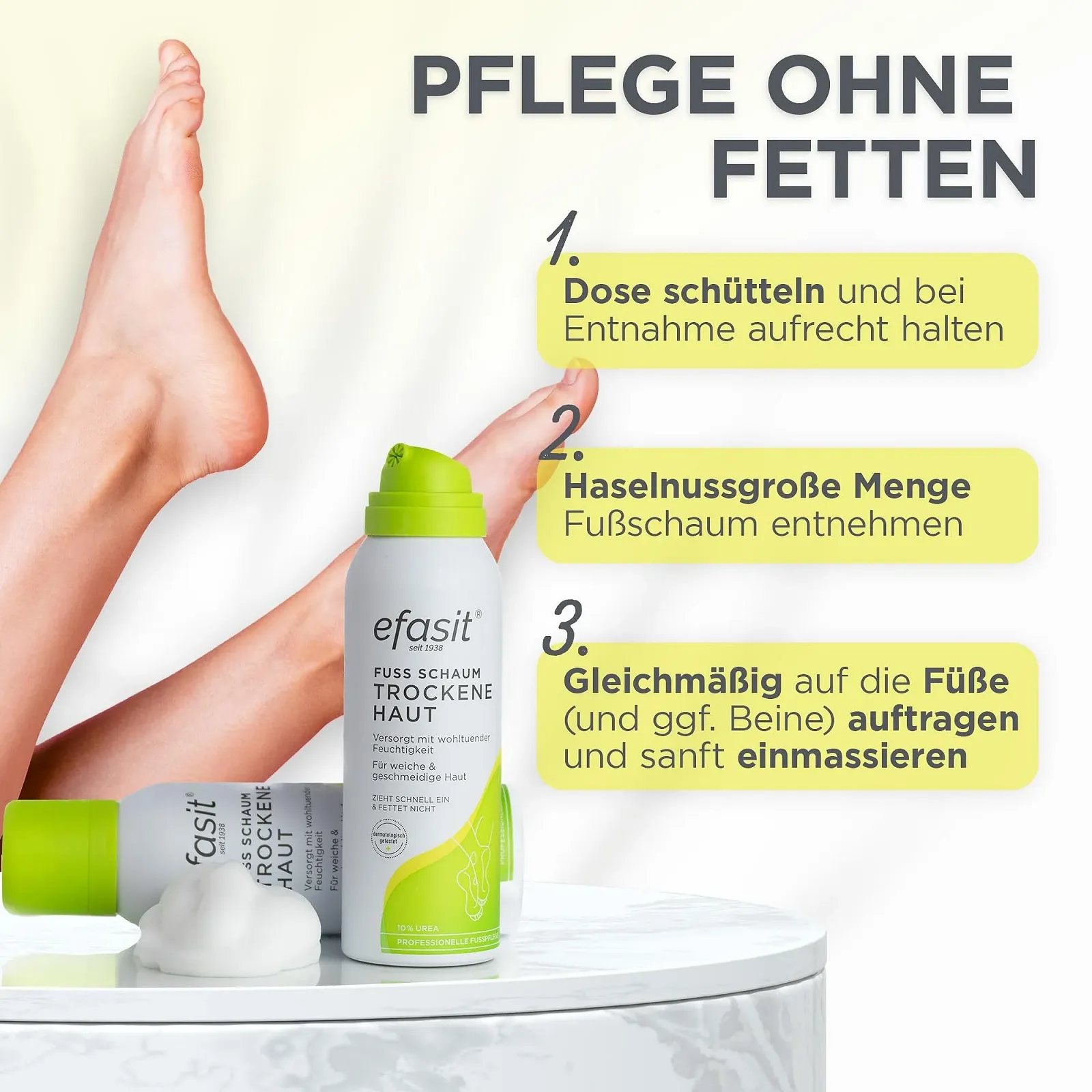 Піна efasit Foot Foam Dry Skin 10% Urea Allantoin 125 ml, фото №5