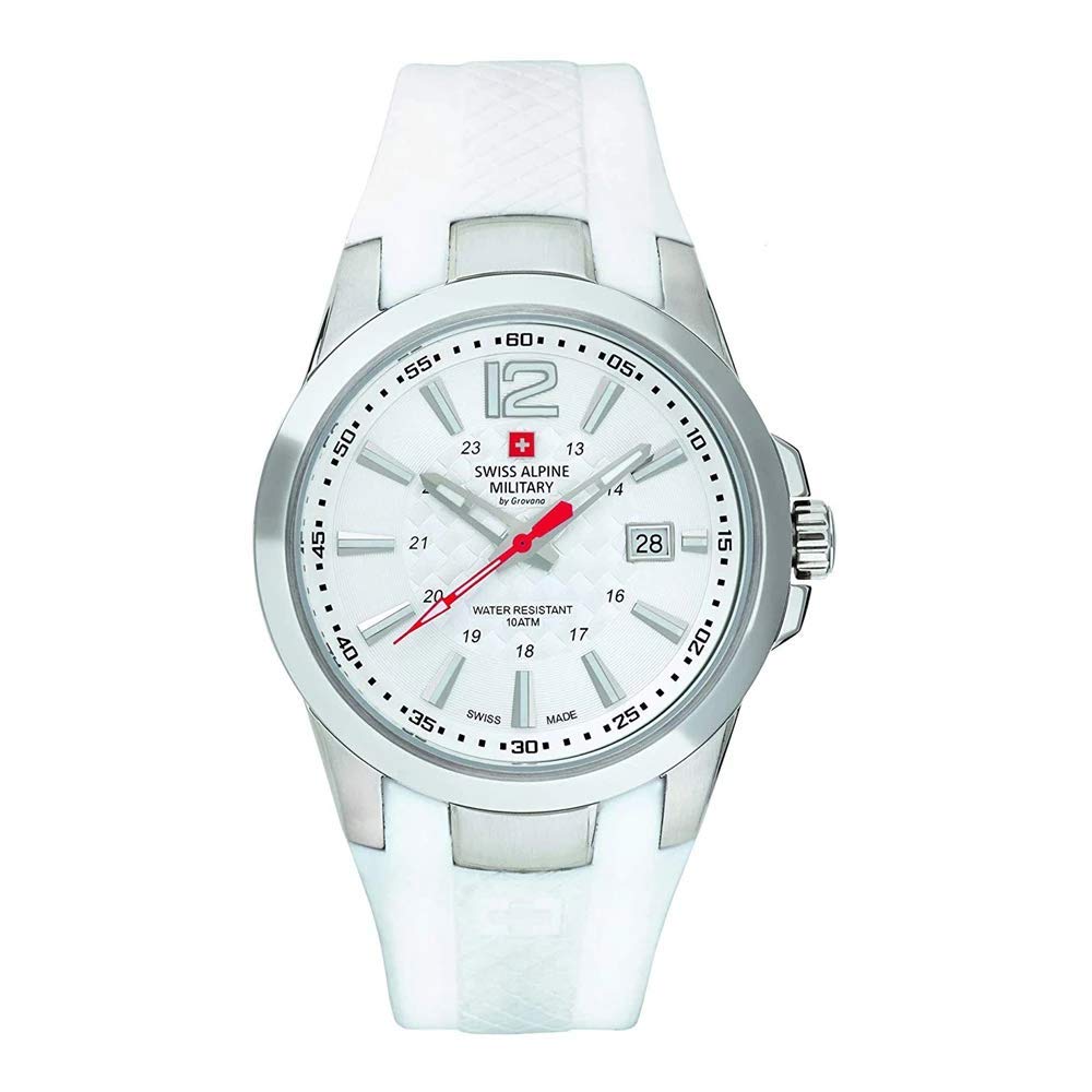 Годинник Swiss Alpine Military by Grovana 70581833 Чоловічий Білий 10ATM Швейцарський виробництво, Ремінець, фото №1