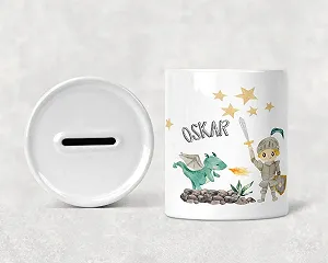 Скарбничка Mikalino Маленький лицар і дракон керамічна з ім'ям на вибір synthetic.ua - Фото 1