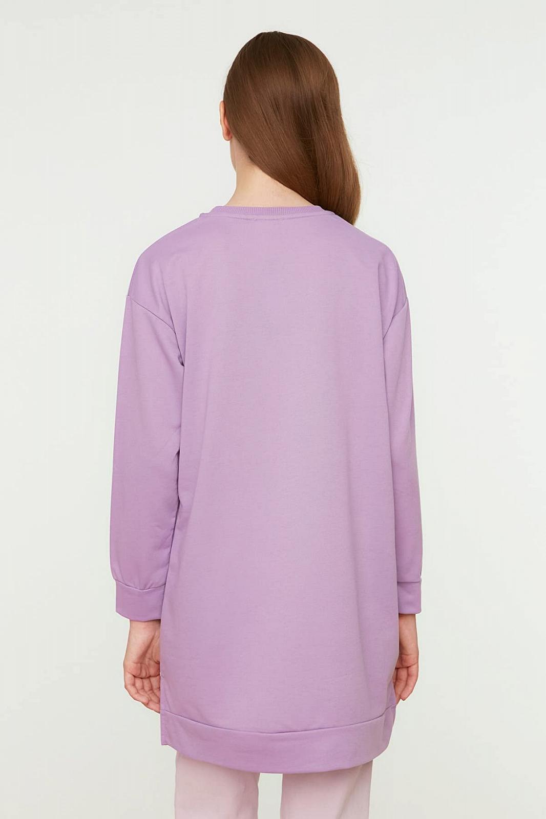 Женский вязаный свитшот TRENDYOL Basic с воротником стойкой, сиреневый, фото №5