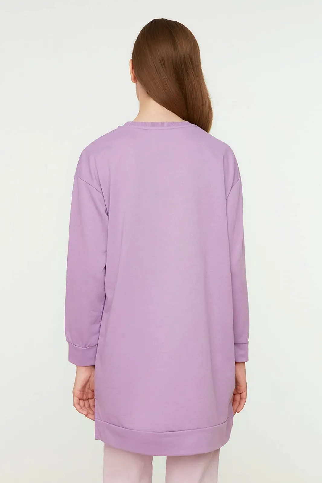 Женский вязаный свитшот TRENDYOL Basic с воротником стойкой, сиреневый, фото №5