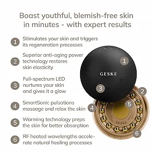 Масажер для підтяжки шкіри GESKE SmartAppGuided 6 in 1 RF SmartSonic Heat Technology synthetic.ua - Фото 1