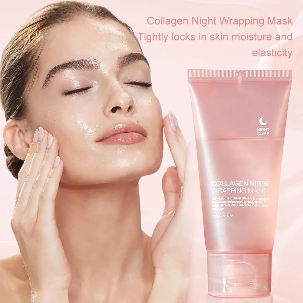 Ночная маска для лица Collagen, ночная маска для лица, маска-пленка с коллагеном, коллагеновая маска для лица, для обновления и омоложения кожи, 75 мл, фото №3