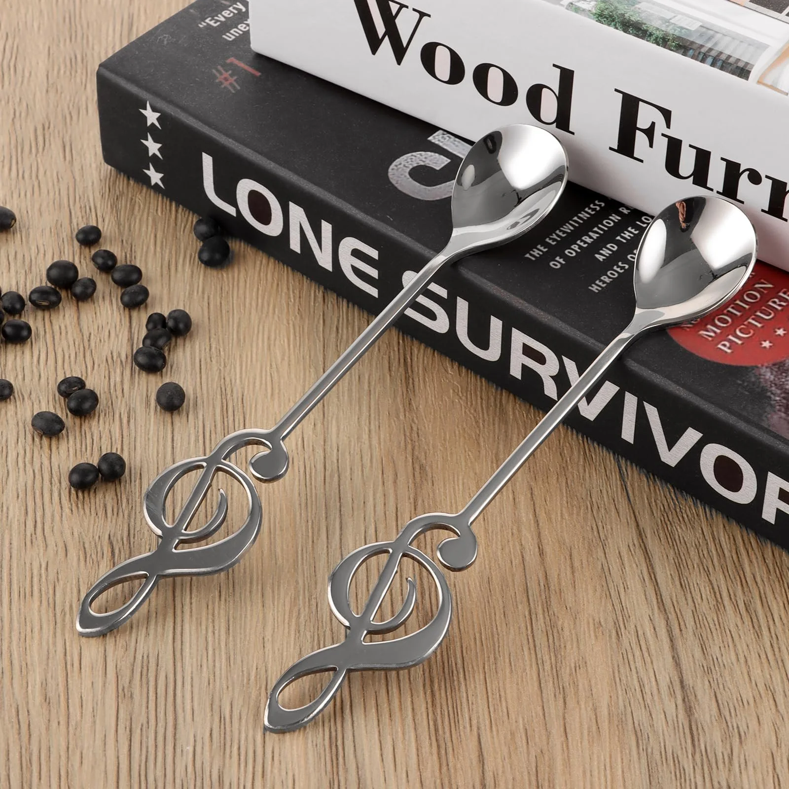 Ложка кавова MIVIDE Музична нота Срібний, набір 16 шт, фото №3