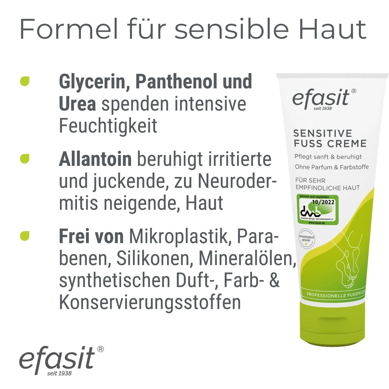 Крем для ног efasit Sensitive для чувствительной и очень сухой кожи, 75 мл, фото №3 Крем для ног efasit Sensitive для чувствительной и очень сухой кожи, 75 мл, фото №3