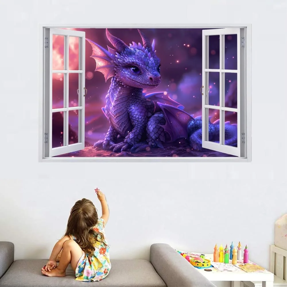 Наклейка на стіну Dragon Girl Moon Boy 3D Breakthrough вінілова самоклеюча 112 x 75 см, фото №4