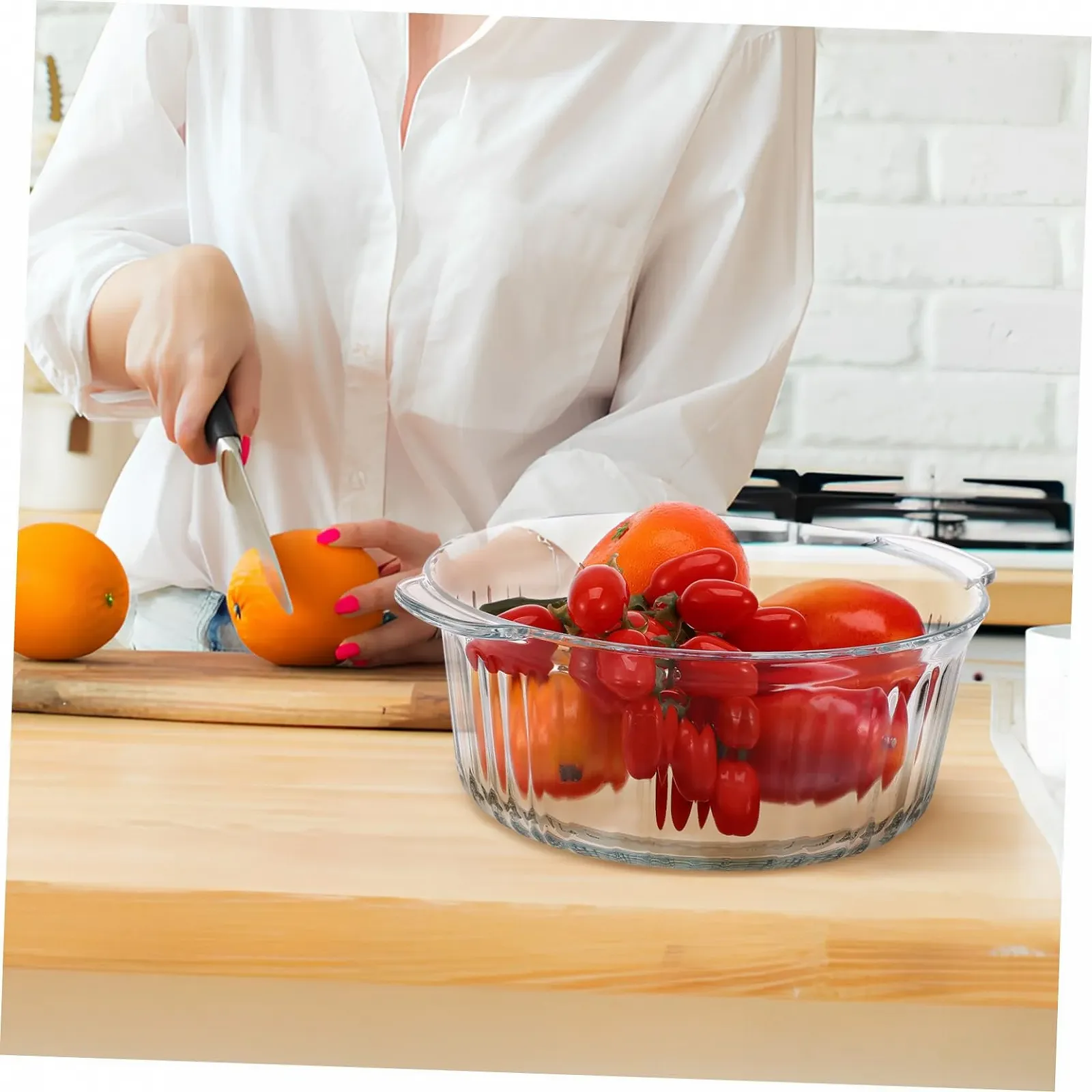 Форма для запекания круглая стеклянная с крышкой термостойкая для духовки и микроволновой печи, фото №9 Форма для запекания круглая стеклянная с крышкой термостойкая для духовки и микроволновой печи, фото №9