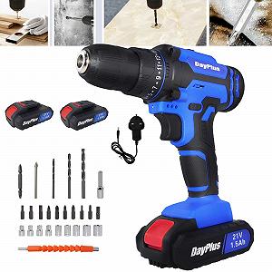 Аккумуляторная отвертка Cordless 21 В с 2 аккумуляторами и зарядным устройством, набор сверл 29 аксессуаров, 45 Нм 18+1 уровней крутящего момента с LED подсветкой для DIY и сверления стен, дерева - Фото 1