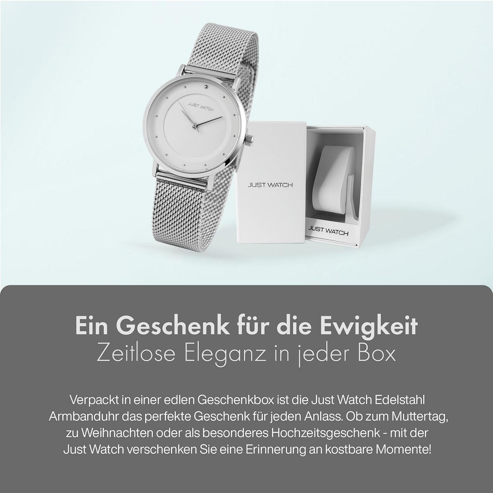 Женские часы JUST WATCH Virginia JW10073, нержавеющая сталь, сетчатый ремешок, элегантные, аналоговые, кварцевые, фото №6