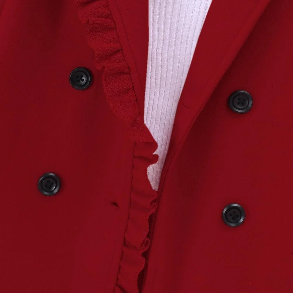 Зимнее пальто для девочек, подростковое на пуговицах, тренч без капюшона, однотонная ветровка, зимнее пальто с длинными рукавами, ветровка с карманами, осень, зима, куртка с лацканами, однотонная, спортивная одежда для активного отдыха, фото №6