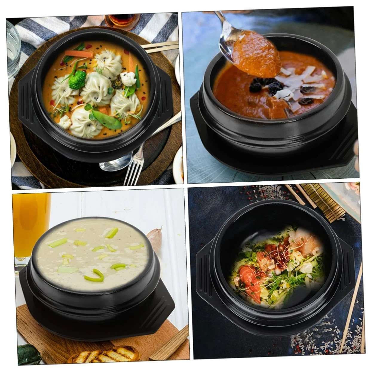 Керамічний горщик для приготування Bibimbap з блюдцем термостійкий міцний глиняний, фото №3