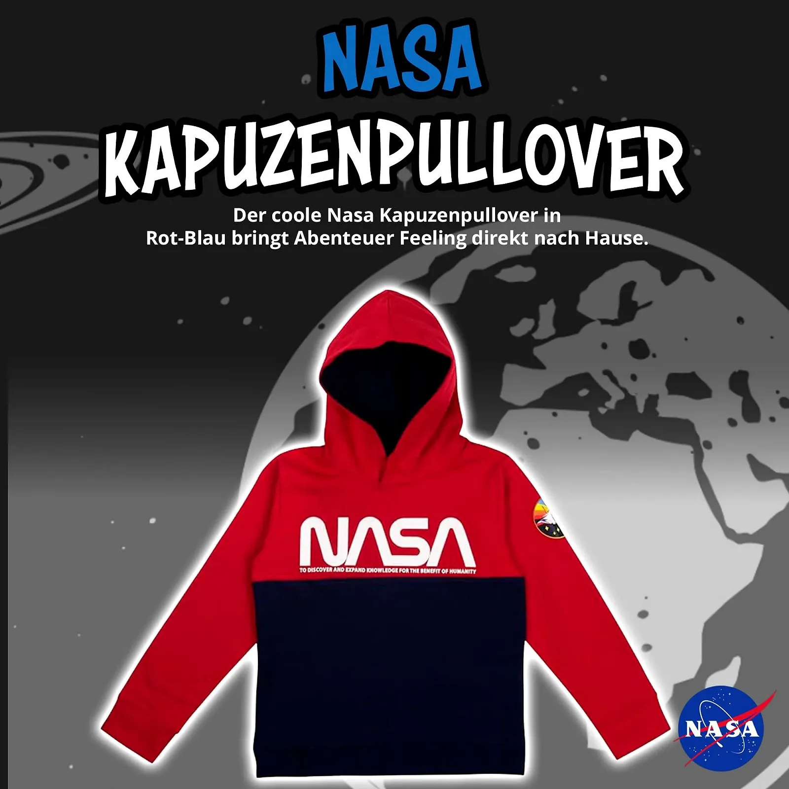 Худі United Labels NASA для хлопчиків Червоний/Синій, фото №2