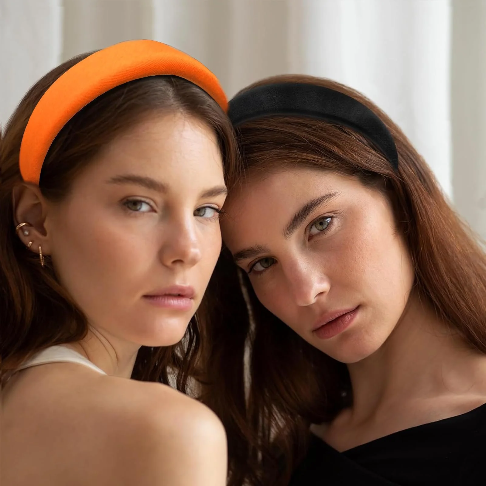 Жіночий Широкий Обруч для Волосся Чорний Помаранчевий, фото №6 Жіночий Широкий Обруч для Волосся Чорний Помаранчевий, фото №6