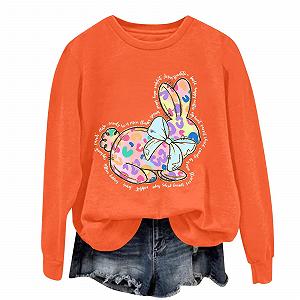 Женская Толстовка с круглым вырезом 2025 Пасхальный Кролик - Фото 1