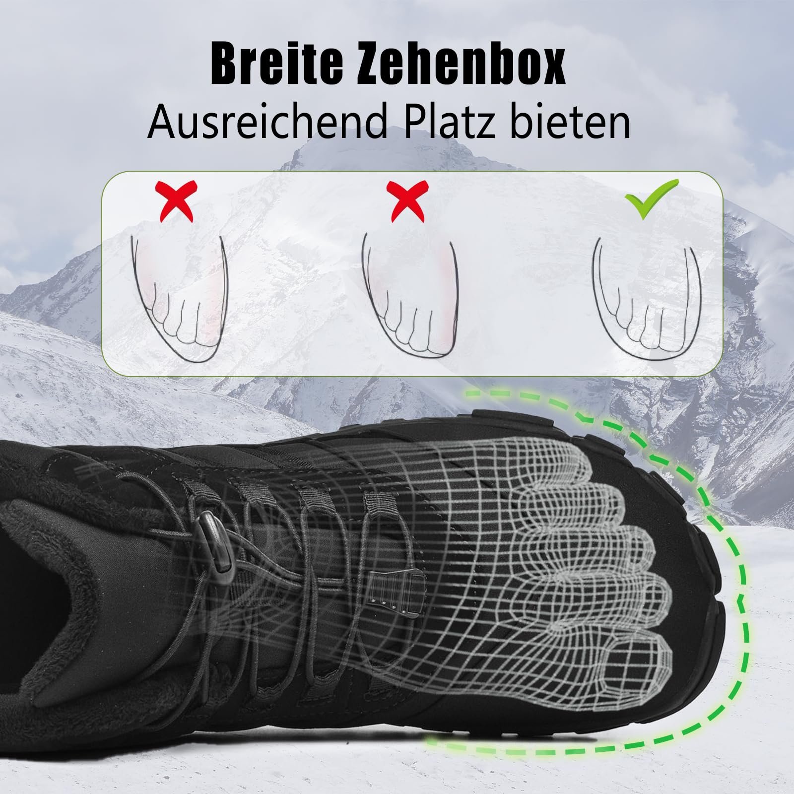 Зимние ботинки AONETIGER Barfußschuhe, утепленные, водонепроницаемые, для мужчин и женщин, удобные, легкие, зимние, для активного отдыха, хлопковые, противоскользящие, размер 37-48EU, фото №3
