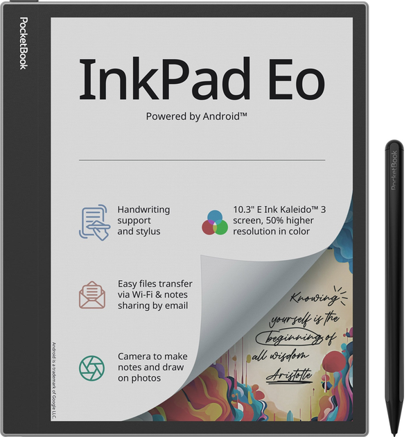 Электронная книга PocketBook InkPad Eo PB1042 / 64ГБ / Android 11 / Wi-Fi / Bluetooth / SD слот / Цветной сенсорный экран E-Ink Kaleido 3 (2480×1860) / Настраиваемая яркость / Серая, фото №3