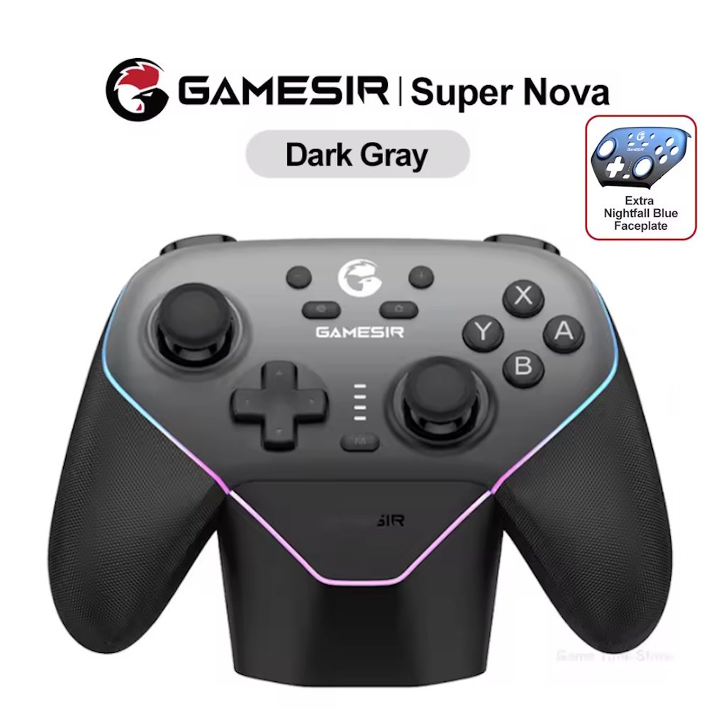 Геймпад GameSir Super Nova Dark Gray + Док-станція + панель Blue, фото №1