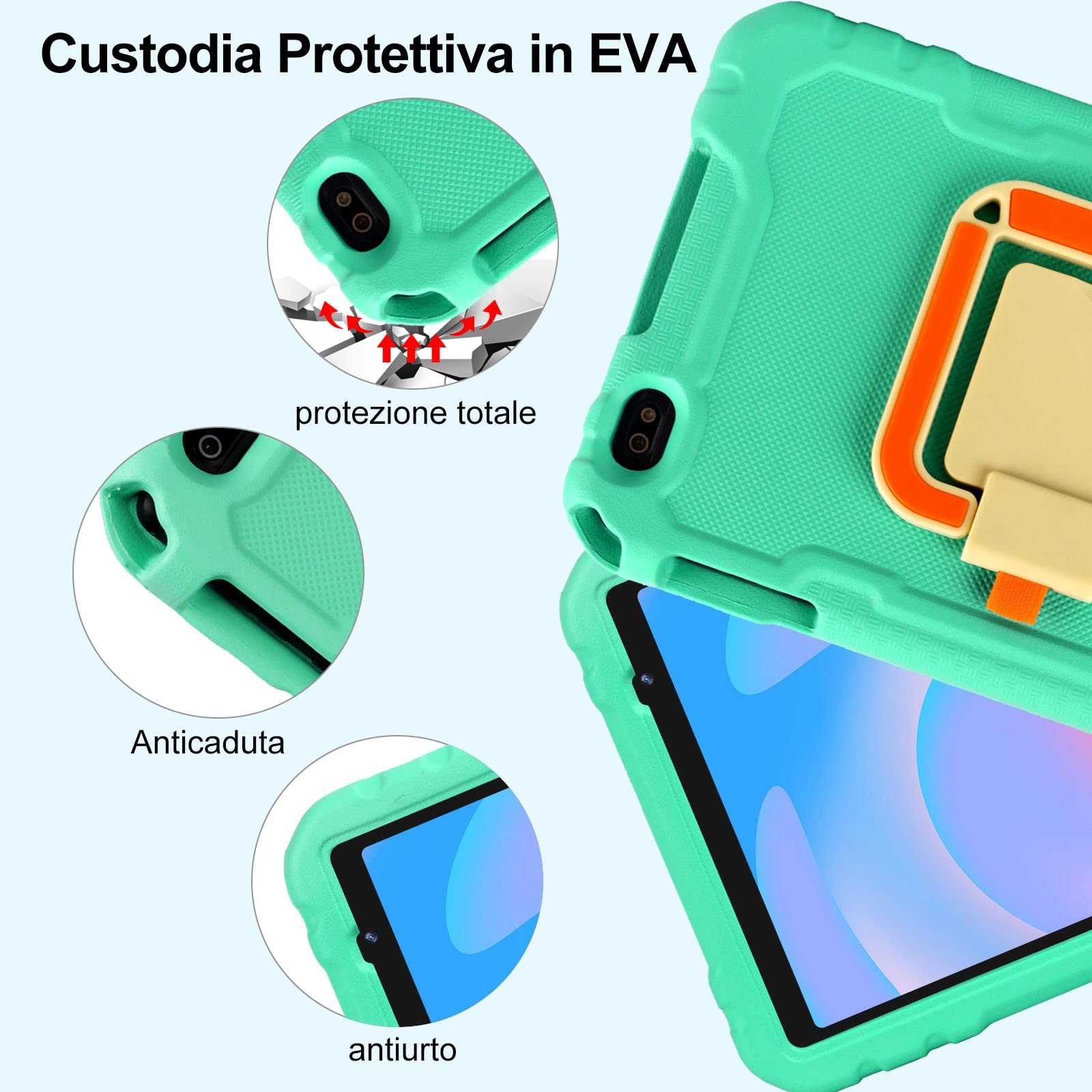 Планшет AOCWEI Android 11 10.1 дюйма 4GB RAM + 64GB ROM (TF 128GB) Octa-Core HD IPS 5+8MP 8000mAh WiFi Google GMS со стилусом и чехлом EVA - светло-зелёный, фото №6