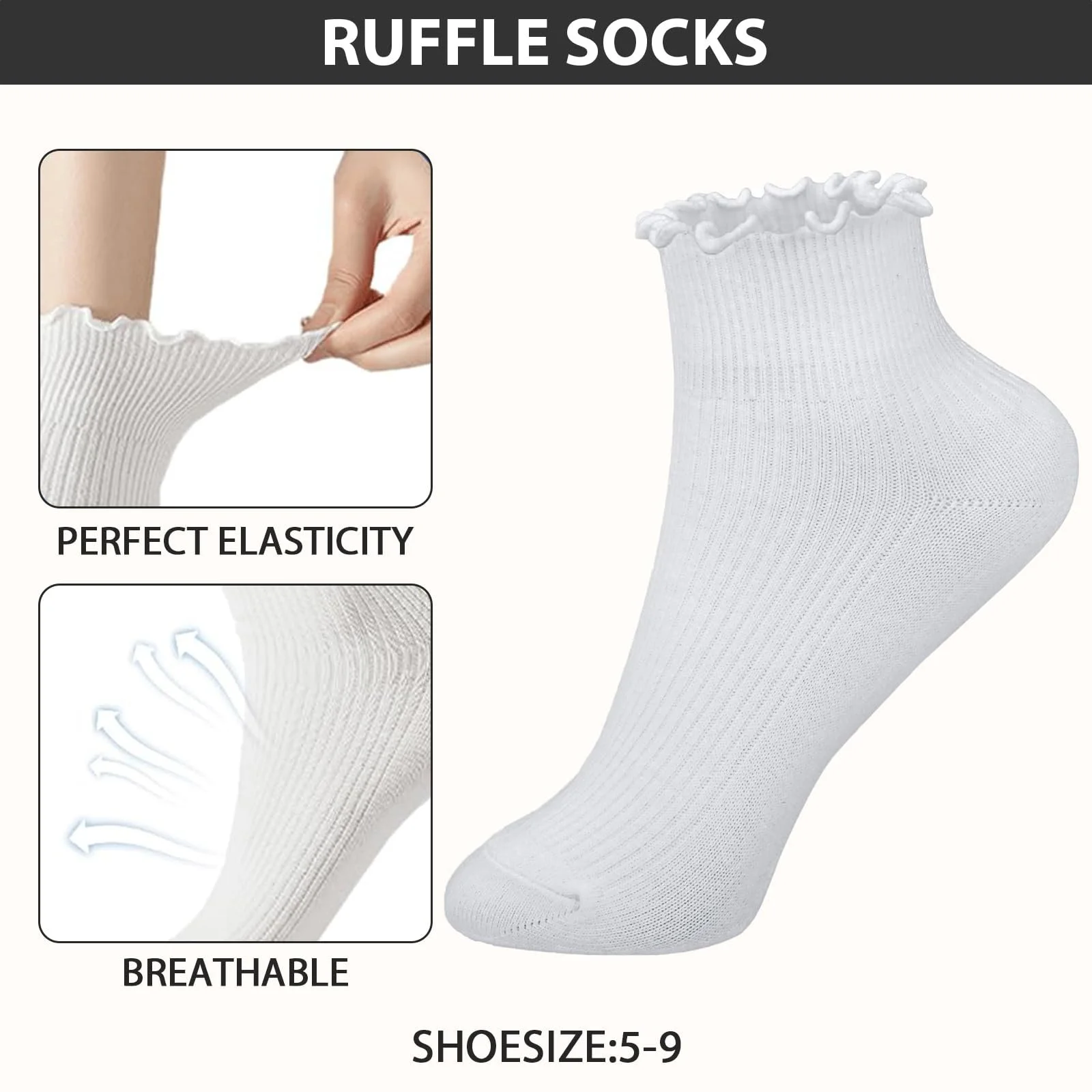 Жіночі шкарпетки з рюшами Багатоколірні, 6 пар, фото №2