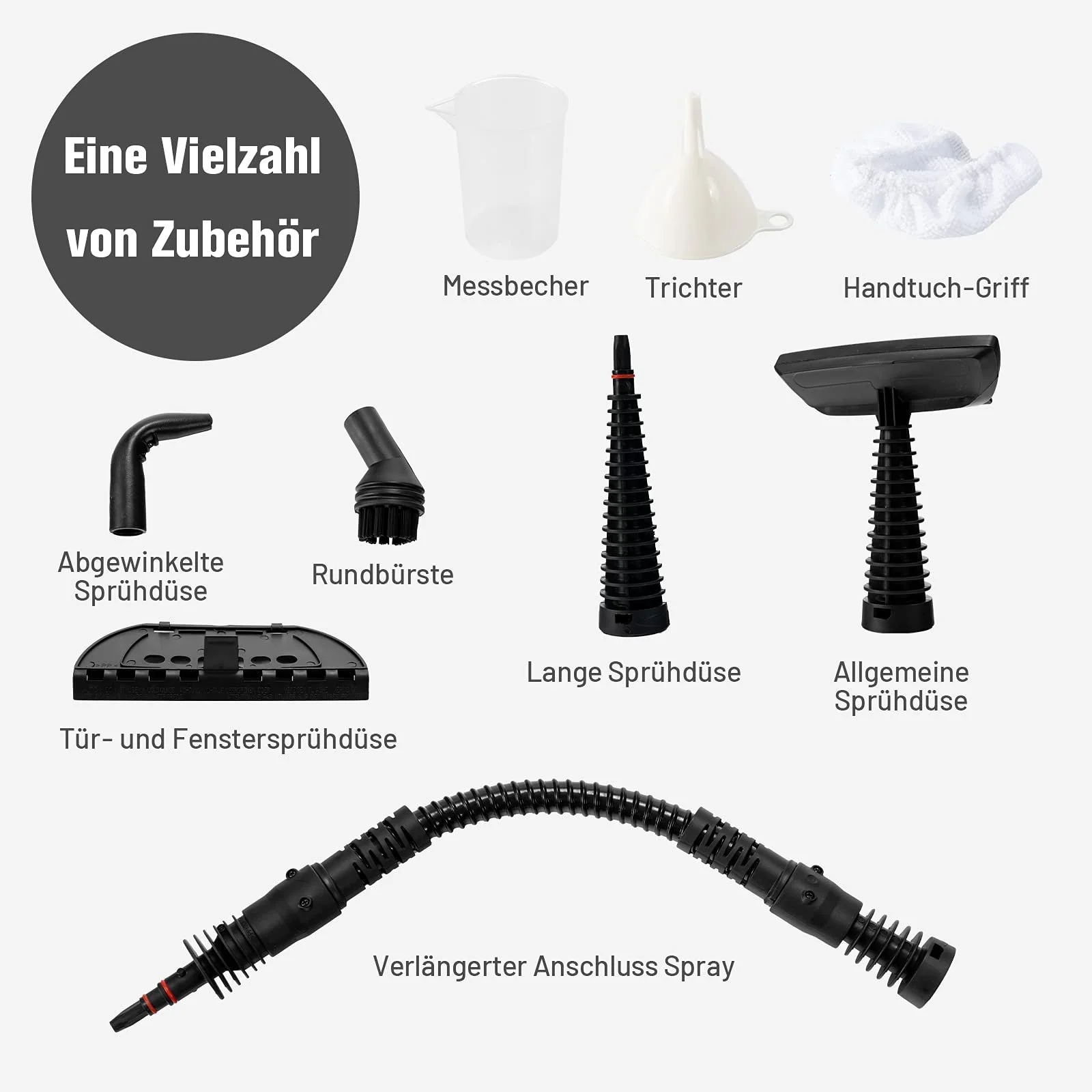 Ручний пароочисник COSTWAY 1050 W 3 Bar 140°C 350 мл 9 аксесуарів, фото №7 Ручний пароочисник COSTWAY 1050 W 3 Bar 140°C 350 мл 9 аксесуарів, фото №7