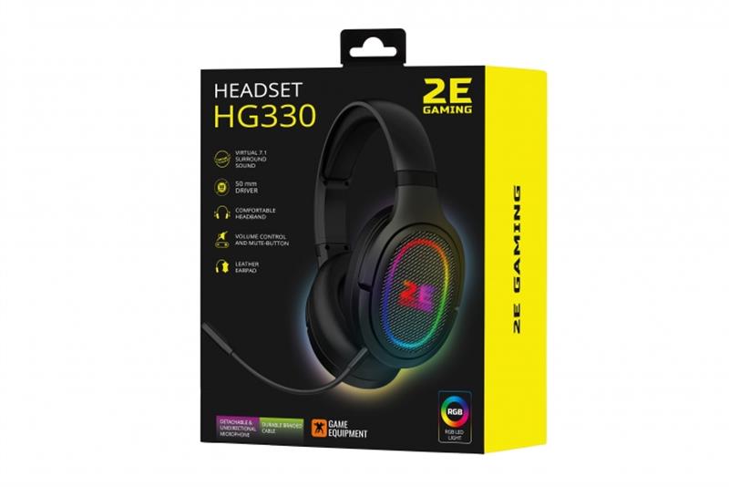 Гарнитура 2E Gaming HG330 RGB 7.1 Black (2E-HG330BK-7.1), фото №8