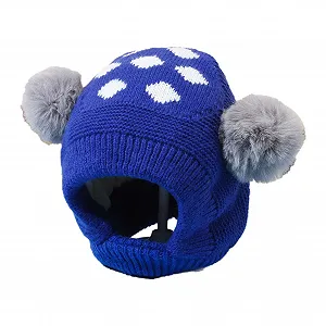 Вязаная шапка-ушанка Zqkimzi для детей, зимняя вязаная - Фото 1