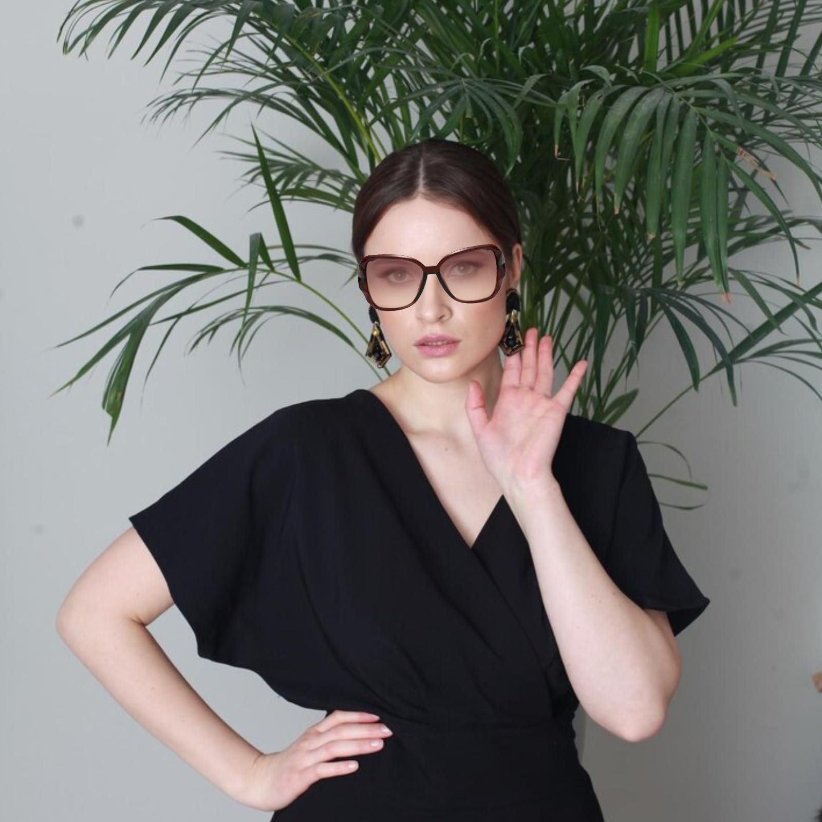 Сонячні окуляри CYXZMYA Ретро Поляризовані лінзи UV400 Гламурний стиль Чорний (4 шт.), фото №7