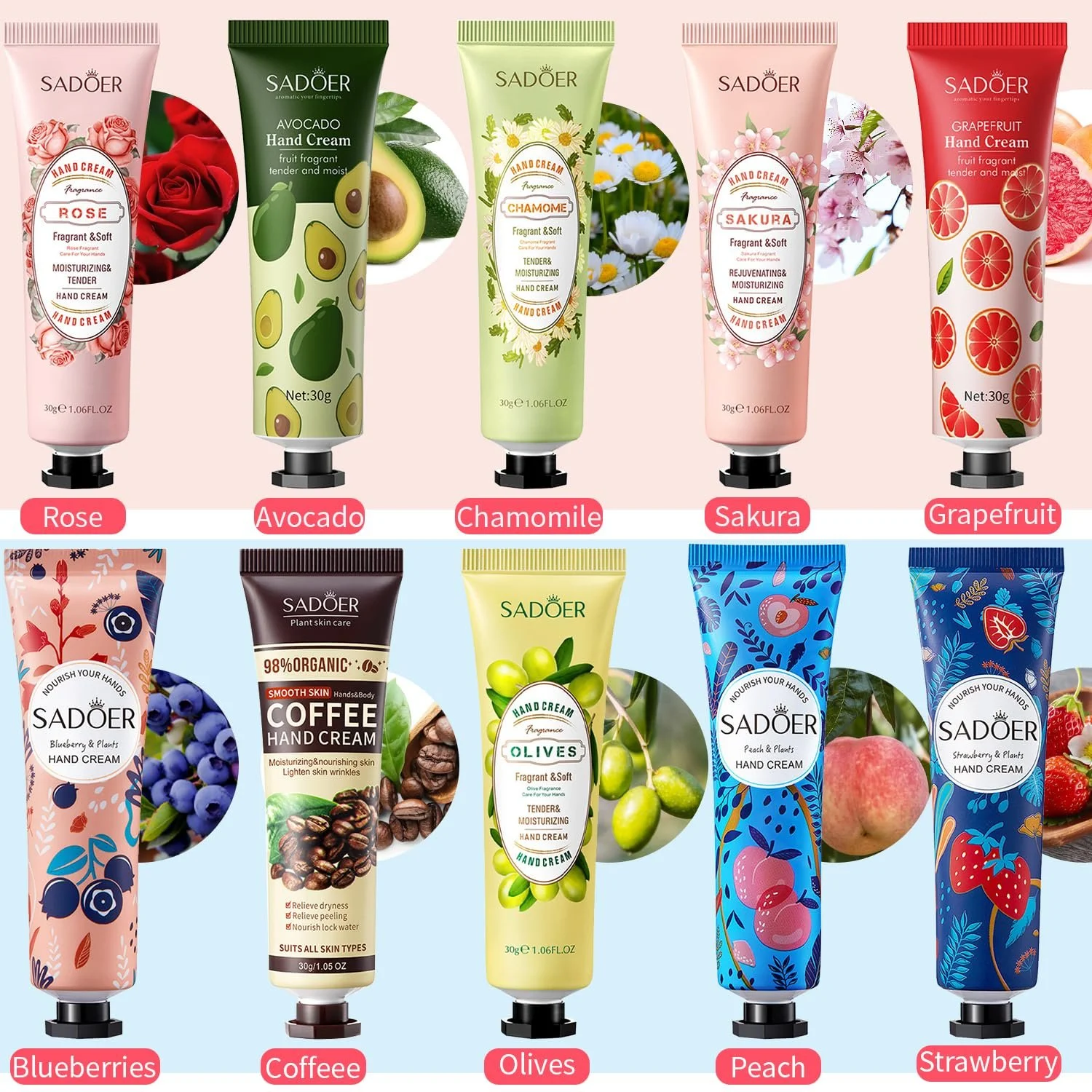 Набір міні-кремів для рук Fruit Extract Ароматизований (Daily Colour, 10 x 30 г), фото №5