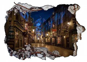 Наклейка на стіну Harry Potter V203 Diagon Alley 3D Wall Smash 1000 х 600 мм - Фото 1