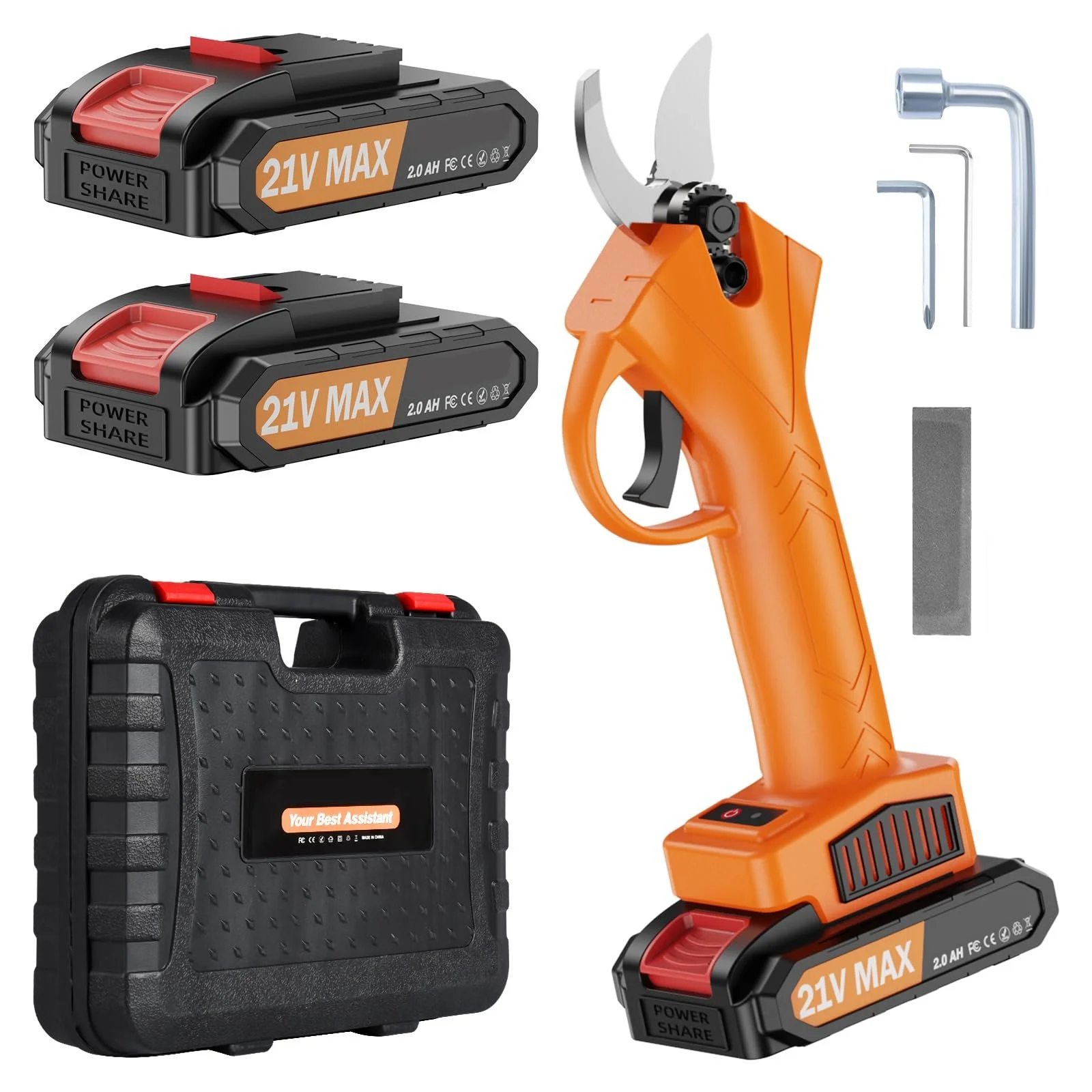 Секатор акумуляторний XIAZIR 30 мм 21 V 2000 mAh з набором змінних лез, фото №1