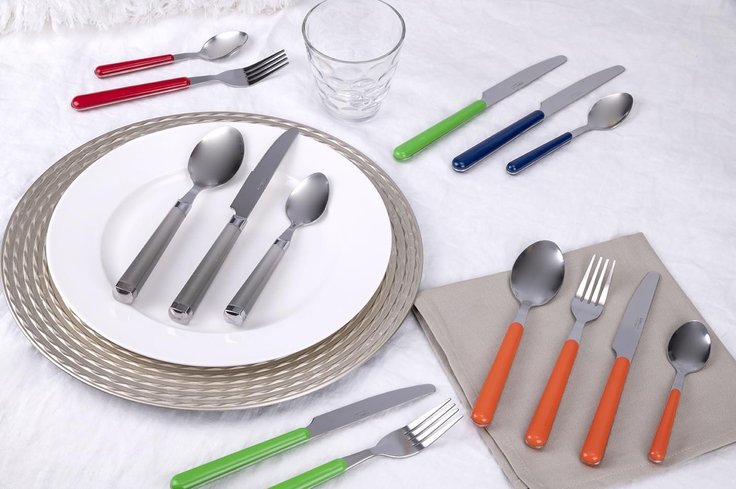 Набір столових приборів Galileo Brio Sibilla 24 предмети нержавіюча сталь з червоною ручкою, фото №4