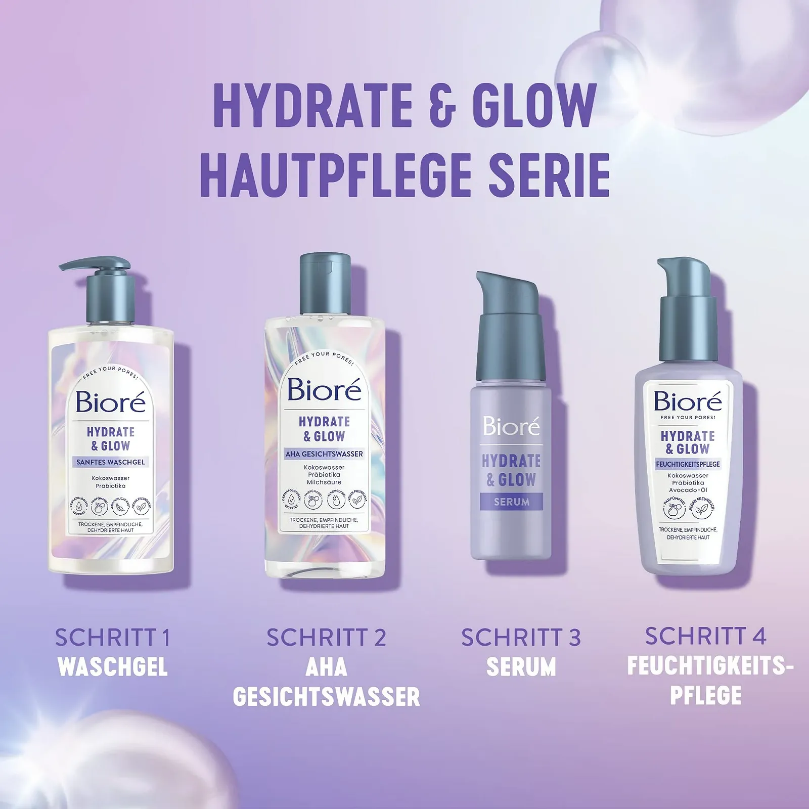 Гель для вмивання Bioré Hydrate and Glow для сухої, чутливої та зневодненої шкіри з кокосовою водою та пребіотиками 200 мл, фото №6