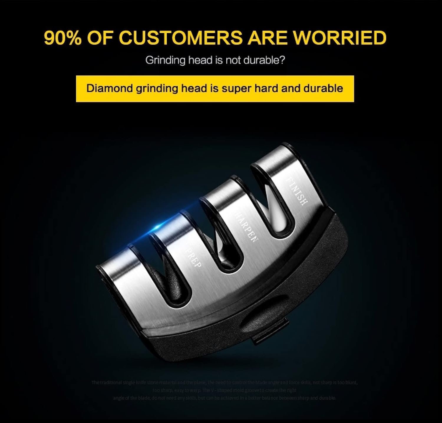 Сменная головка для точилки ножей 3-ступенчатая 2 шт. алмазная керамическая вольфрамовая сталь 1 см x 6 см x 1 см, фото №6