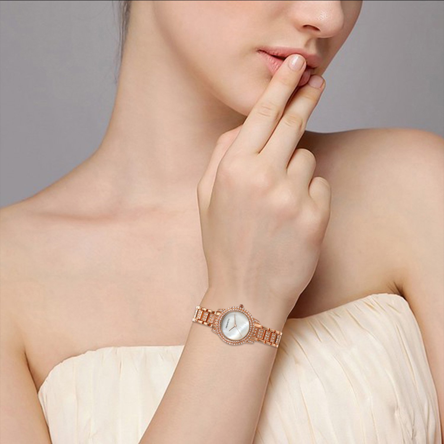 Жіночий годинник JewelryWe, сплав, японський кварцовий механізм, стрази, колір золото/срібло/рожеве золото, фото №2 Жіночий годинник JewelryWe, сплав, японський кварцовий механізм, стрази, колір золото/срібло/рожеве золото, фото №2