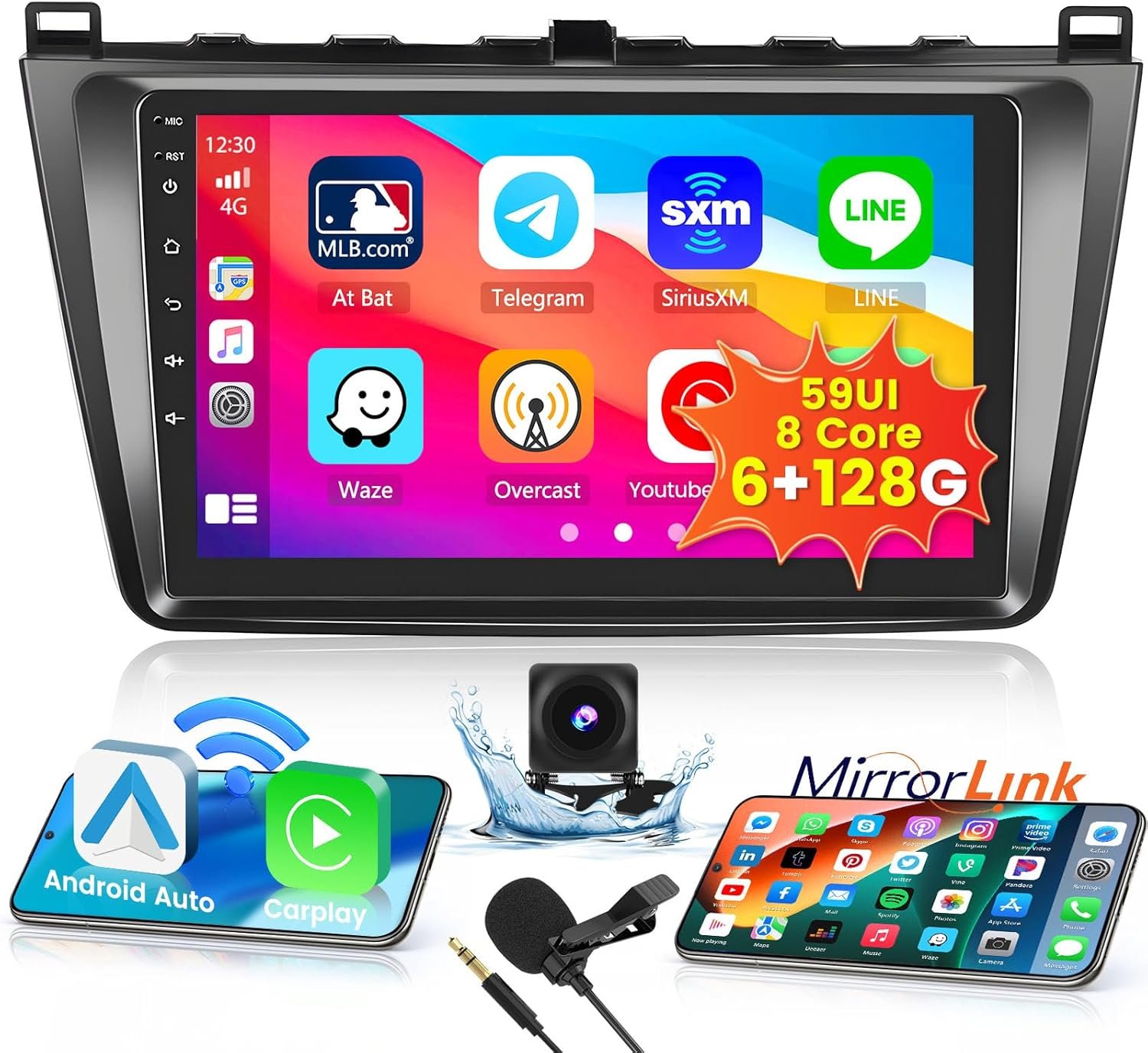 Штатная автомагнитола Hikity для Mazda 6 2007-2012 / 9" / Сенсорная / 6/128Гб / Android 13 / Apple CarPlay / Android Auto / Bluetooth / WI-FI / GPS / USB, фото №1