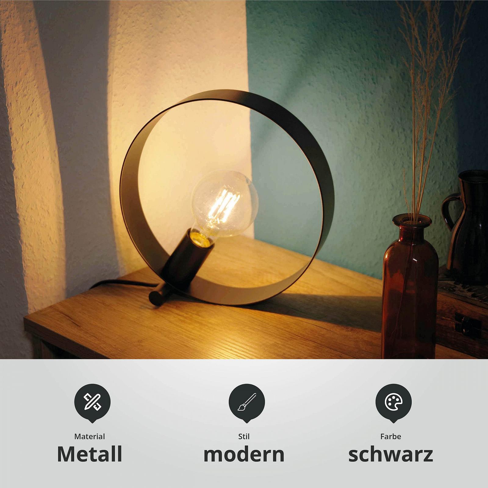 Настільна лампа LED Universum Maya кільцеподібна E27 чорна, фото №3