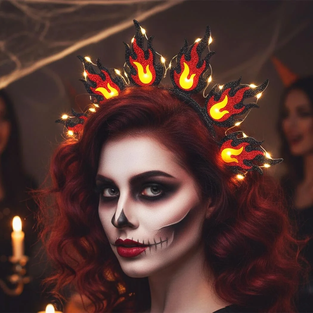 Обруч для волосся Вогняний Luminous LED Червоний, фото №7