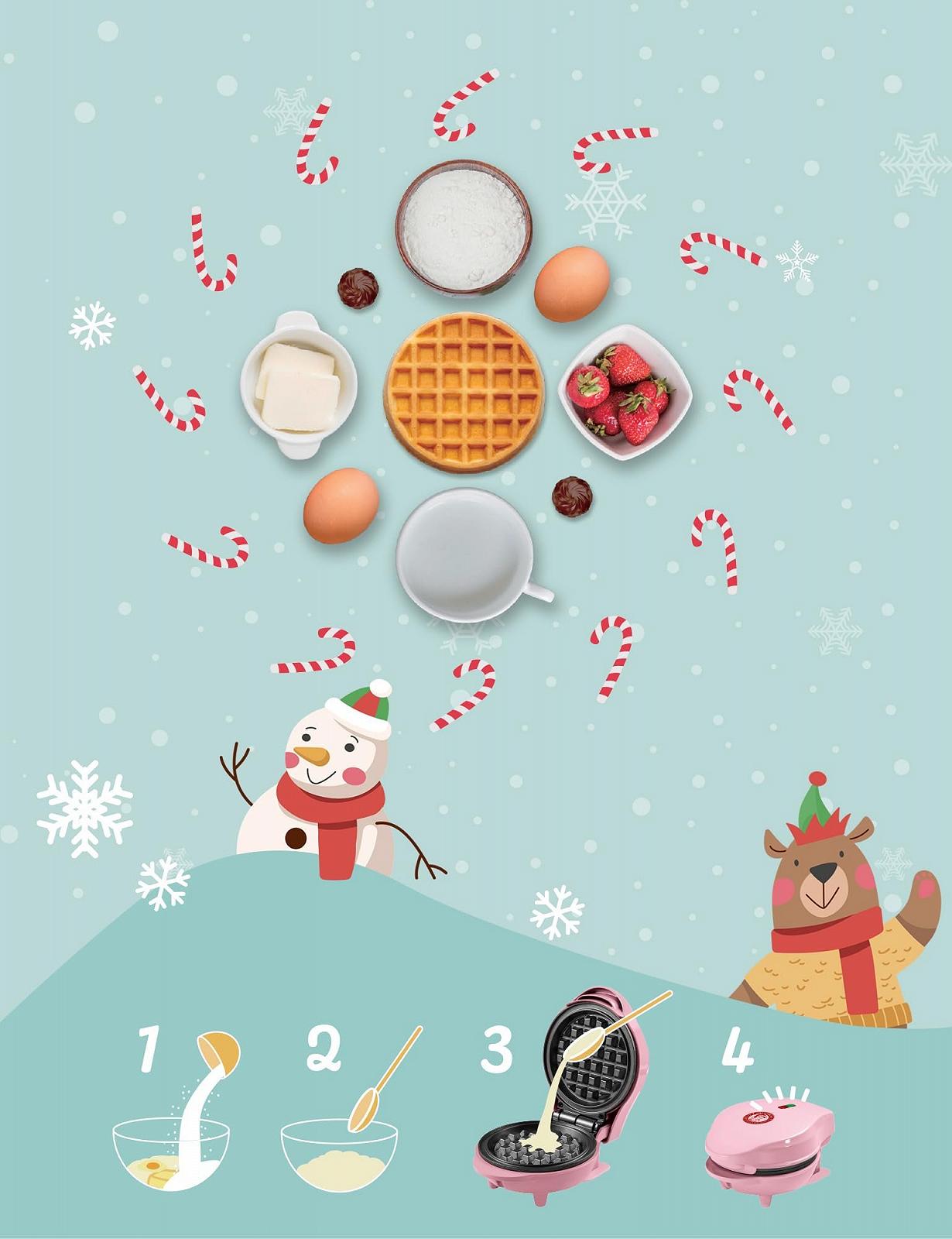 Вафельниця Bestron Mini Christmas Edition, лімітована серія, 10 см, рожева, фото №5