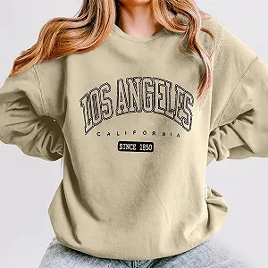 Женский свитшот California В винтажном стиле, большие буквы, одежда свободного кроя Los Angeles, California, буквенный принт, графический, эстетичный, милый, круглый вырез, длинный рукав synthetic.ua - Фото 1