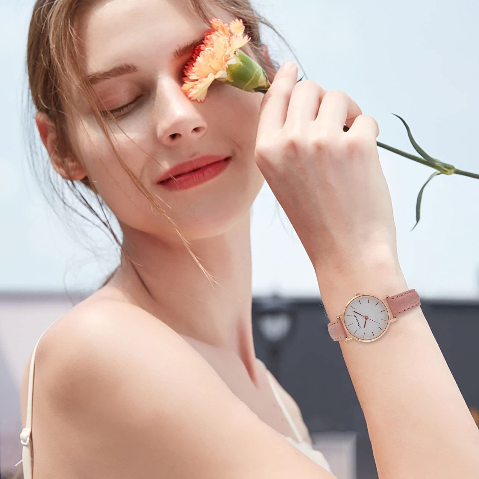 Простые часы для женщин и мужчин Generisch ремешок, фото №3