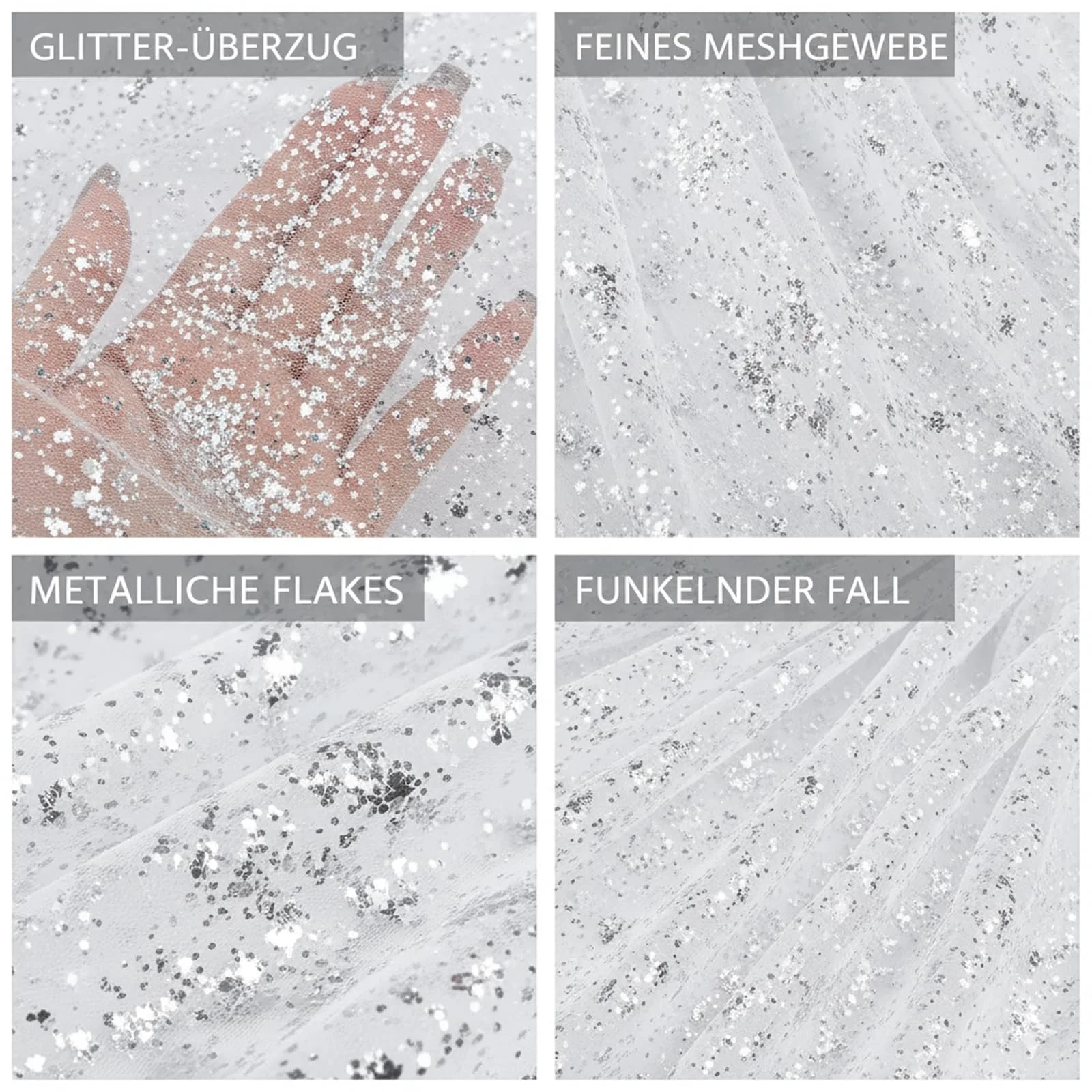 Ранер Tulle Glitter 70 x 300 см та 137 x 274 см Сріблястий, фото №3 Ранер Tulle Glitter 70 x 300 см та 137 x 274 см Сріблястий, фото №3