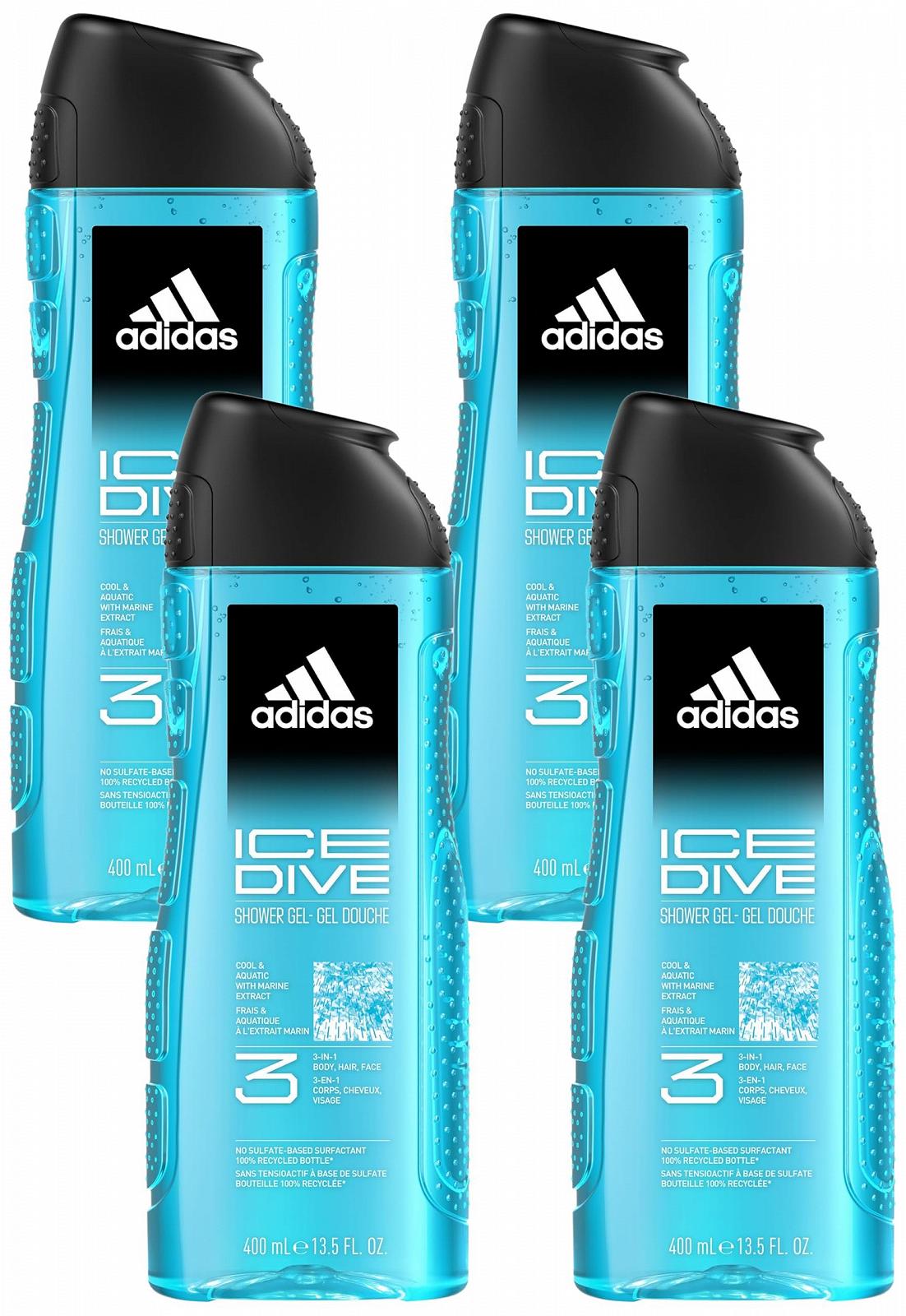 Гель для душа 3-в-1 adidas Ice Dive Свежий акватический аромат 400 мл (упаковка из 4 шт.), фото №1