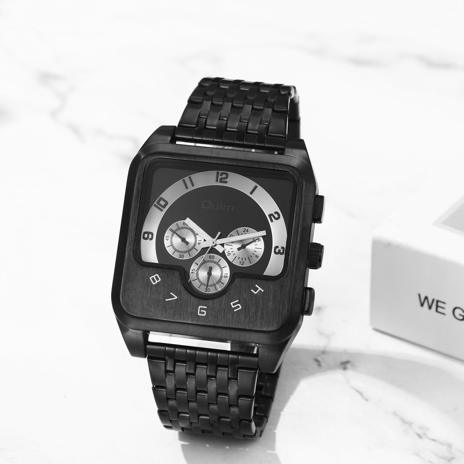 Годинник JewelryWe Чоловічий Нержавіюча сталь Кварцовий 30 Водонепроникність Прямокутний, фото №2