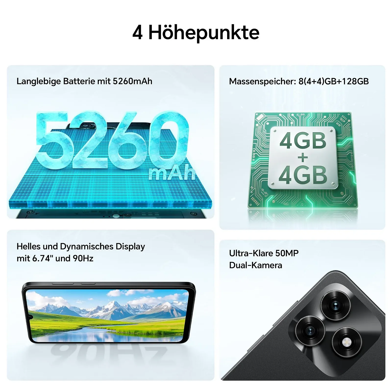 Смартфон HONOR X5c Plus 4GB RAM 128GB 5260 mAh 90 Hz 6.74" 50MP + 5MP Octa-Core Android 15 Midnight Black, фото №3