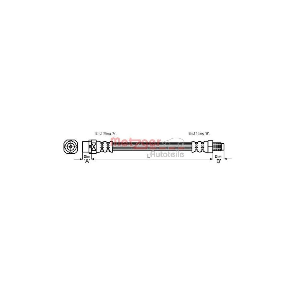 Тормозной шланг METZGER 4114071 для BMW, передний мост слева, передний мост справа, фото №1 Тормозной шланг METZGER 4114071 для BMW, передний мост слева, передний мост справа, фото №1