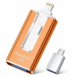 USB-флеш-накопичувач SUDEHO 4 в 1 256ГБ MFi Lightning USB 3.0 Micro USB USB-C Помаранчевий - Фото 1